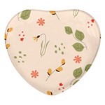 Spring Art Floral Pattern Design Heart Glass Fridge Magnet (4 pack)