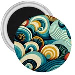 Wave Waves Ocean Sea Abstract Whimsical 3  Magnets