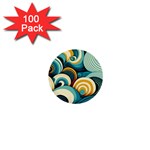 Wave Waves Ocean Sea Abstract Whimsical 1  Mini Buttons (100 pack) 