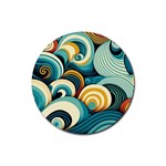 Wave Waves Ocean Sea Abstract Whimsical Rubber Coaster (Round)
