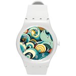 Wave Waves Ocean Sea Abstract Whimsical Round Plastic Sport Watch (M)