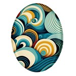 Wave Waves Ocean Sea Abstract Whimsical Oval Glass Fridge Magnet (4 pack)