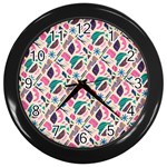 Multi Colour Pattern Wall Clock (Black)