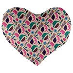 Multi Colour Pattern Large 19  Premium Heart Shape Cushions