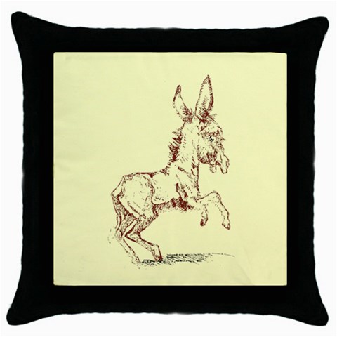 Donkey 5 Throw Pillow Case (Black) from ArtsNow.com Front