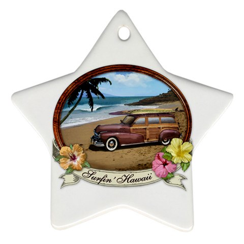 Surfin  Hawaii Star Ornament (Two Sides) from ArtsNow.com Front