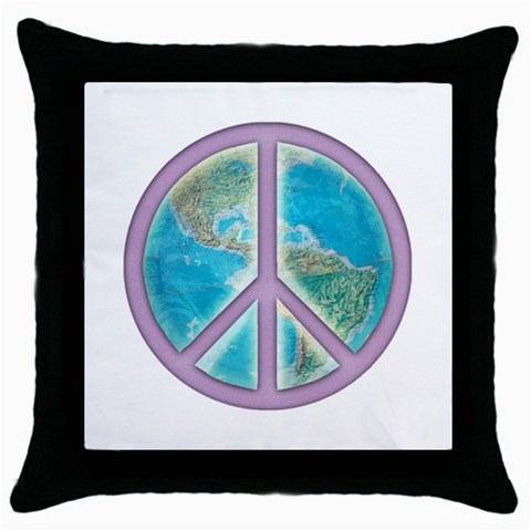 Peace Throw Pillow Case (Black) from ArtsNow.com Front