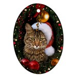 Santa-Cat Oval Ornament (Two Sides)