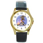 Reiki Round Gold Metal Watch