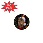Santa Cat 1  Mini Button (100 pack) 