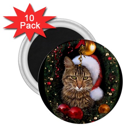 Santa Cat 2.25  Magnet (10 pack) from ArtsNow.com Front