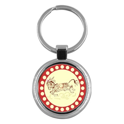Leaping donkey Key Chain (Round) from ArtsNow.com Front