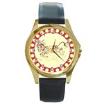Leaping donkey Round Gold Metal Watch