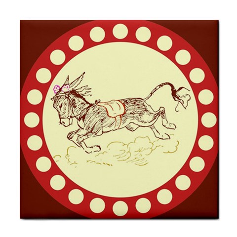 Leaping donkey Tile Coaster from ArtsNow.com Front