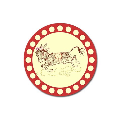 Leaping donkey Magnet 3  (Round) from ArtsNow.com Front