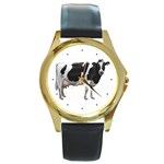Cow Round Gold Metal Watch