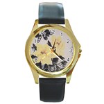 Painting Round Gold Metal Watch