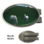 Two White Horses 0002 Money Clip (Oval)