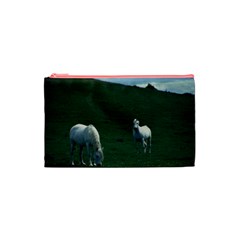 Two White Horses 0002 Cosmetic Bag (Small) from ArtsNow.com Front