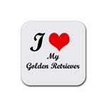 I Love My Golden Retriever Rubber Coaster (Square)