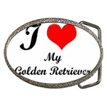 I Love Golden Retriever Belt Buckle