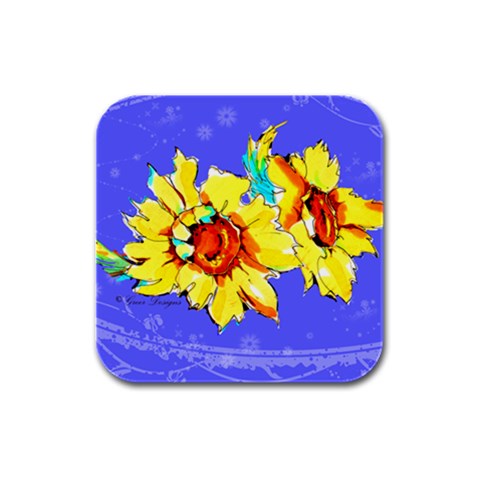 Sunflower Rubber Square Coaster (4 pack) from ArtsNow.com Front