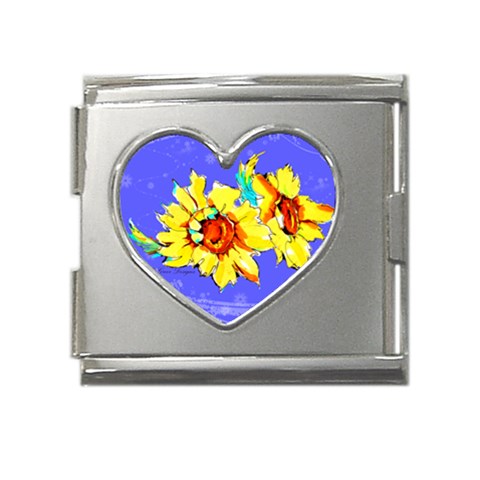 Sunflower Mega Link Heart Italian Charm (18mm) from ArtsNow.com Front