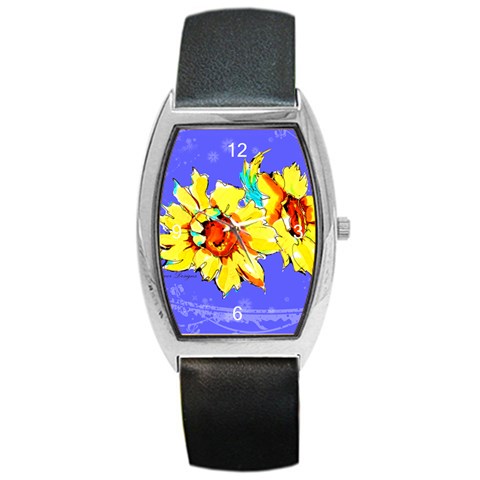 Sunflower Barrel Style Metal Watch from ArtsNow.com Front