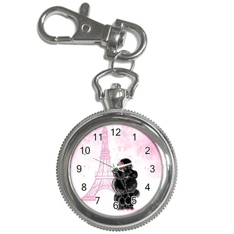 Black Poodle Eiffel Tower in Pink Key Chain Watch from ArtsNow.com Front