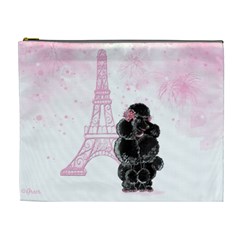 Black Poodle Eiffel Tower in Pink Cosmetic Bag (XL) from ArtsNow.com Front