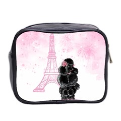Black Poodle Eiffel Tower in Pink Mini Toiletries Bag (Two Sides) from ArtsNow.com Back