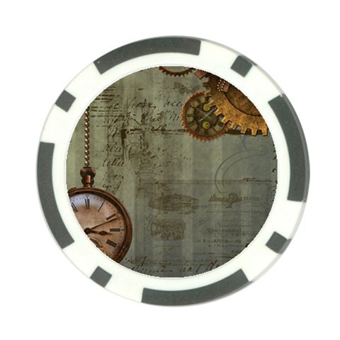 Steampunk Time Machine Vintage Art Poker Chip Card Guard from ArtsNow.com Front