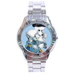 White Poodle Biker Babe  Stainless Steel Analogue Men’s Watch