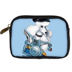 White Poodle Biker Chick Digital Camera Leather Case