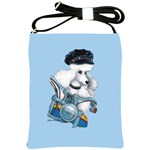 White Poodle Biker Chick Shoulder Sling Bag