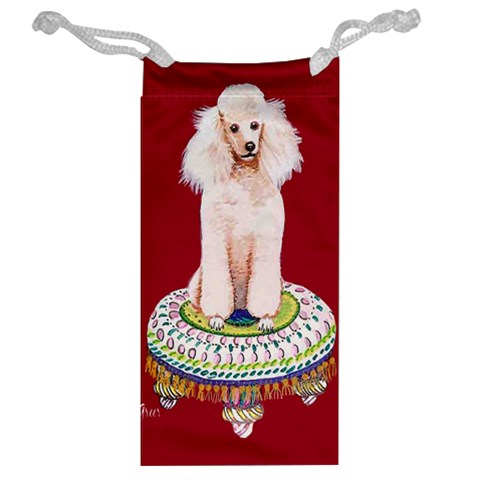 White Poodle on Tuffet Jewelry Bag from ArtsNow.com Back