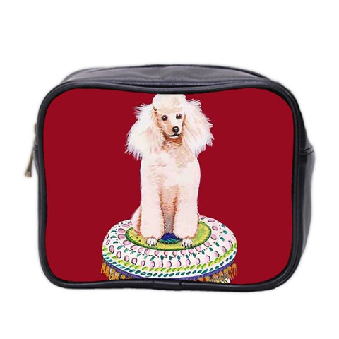 White Poodle on Tuffet Mini Toiletries Bag (Two Sides) from ArtsNow.com Front