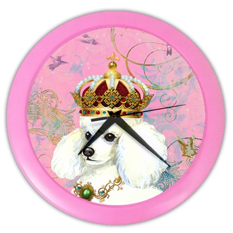 White Poodle Princess Color Wall Clock from ArtsNow.com Front