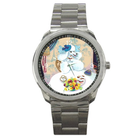 Tea Party Umbrella Arts Now Copy Square Sport Metal Watch from ArtsNow.com Front