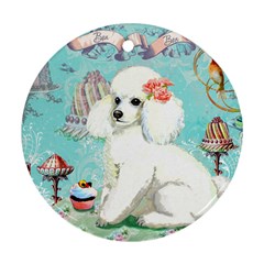 Whte Poodle Cakes Cupcake  Round Ornament (Two Sides) from ArtsNow.com Front
