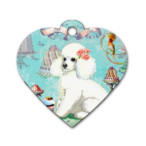 Whte Poodle Cakes Cupcake  Dog Tag Heart (Two Sides) from ArtsNow.com Front