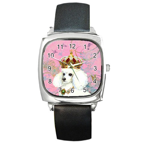White Poodle Princess Print 5 By 6 Zazzle Copy Square Metal Watch from ArtsNow.com Front