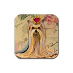 Yorkie Valentine Princess For Magnet Rubber Square Coaster (4 pack)
