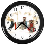 Travelling Yorkies in Paris Wall Clock (Black)