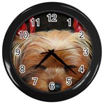 Sleeping Yorkie Painting Scan 300dpi Retouched Copy Wall Clock (Black)