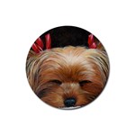 Sleeping Yorkie Painting Scan 300dpi Retouched Copy Rubber Round Coaster (4 pack)