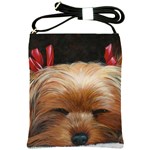 Sleeping Yorkie Painting Scan 300dpi Retouched Copy Shoulder Sling Bag