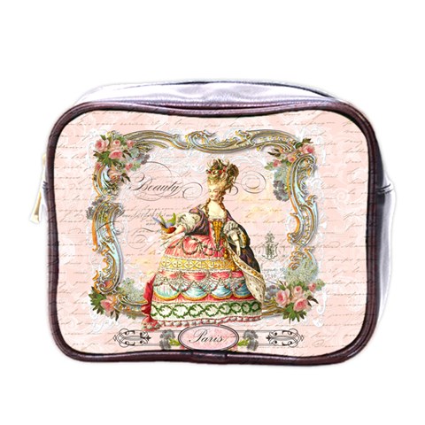 Marie A Colorful Dress Pink Roses Artsnow Mini Toiletries Bag (One Side) from ArtsNow.com Front
