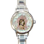 Marie Lavender Frame In Prog Square Pnk Frame Round Italian Charm Watch