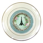 Eiffel Tower Pink Roses Circle For Zazzle Fini Porcelain Plate